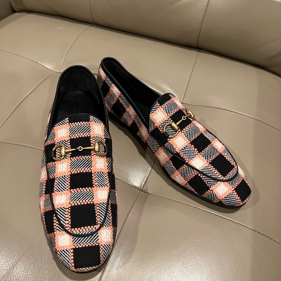 Gucci Jordaan tweed loafers pink and black - Picture 2 of 12